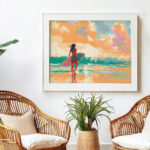 Broderie Diamant - Surfeuse à l'aube