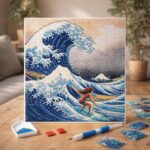 Broderie Diamant - Surfeuse et la grande vague