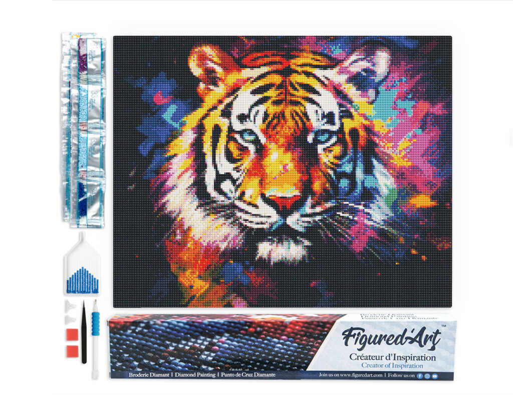 Broderie Diamant - Tigre Coloré Abstrait