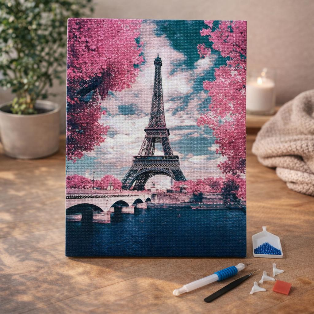 Broderie Diamant - Tour Eiffel en Fleurs