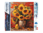 Broderie Diamant - Vase de tournesols automnal