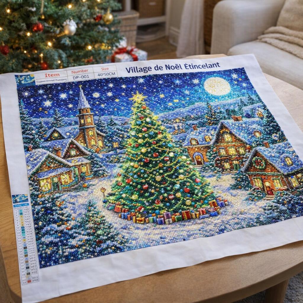Broderie Diamant - Village de Noël Étincelant