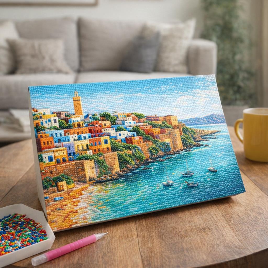 Broderie Diamant - Ville côtière marocaine