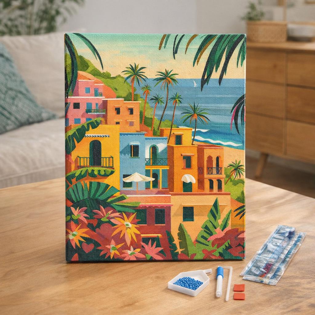 Broderie Diamant - Ville côtière marocaine