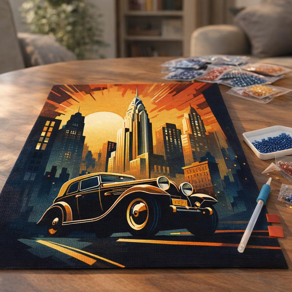 Broderie Diamant - Voiture Art Déco à New York