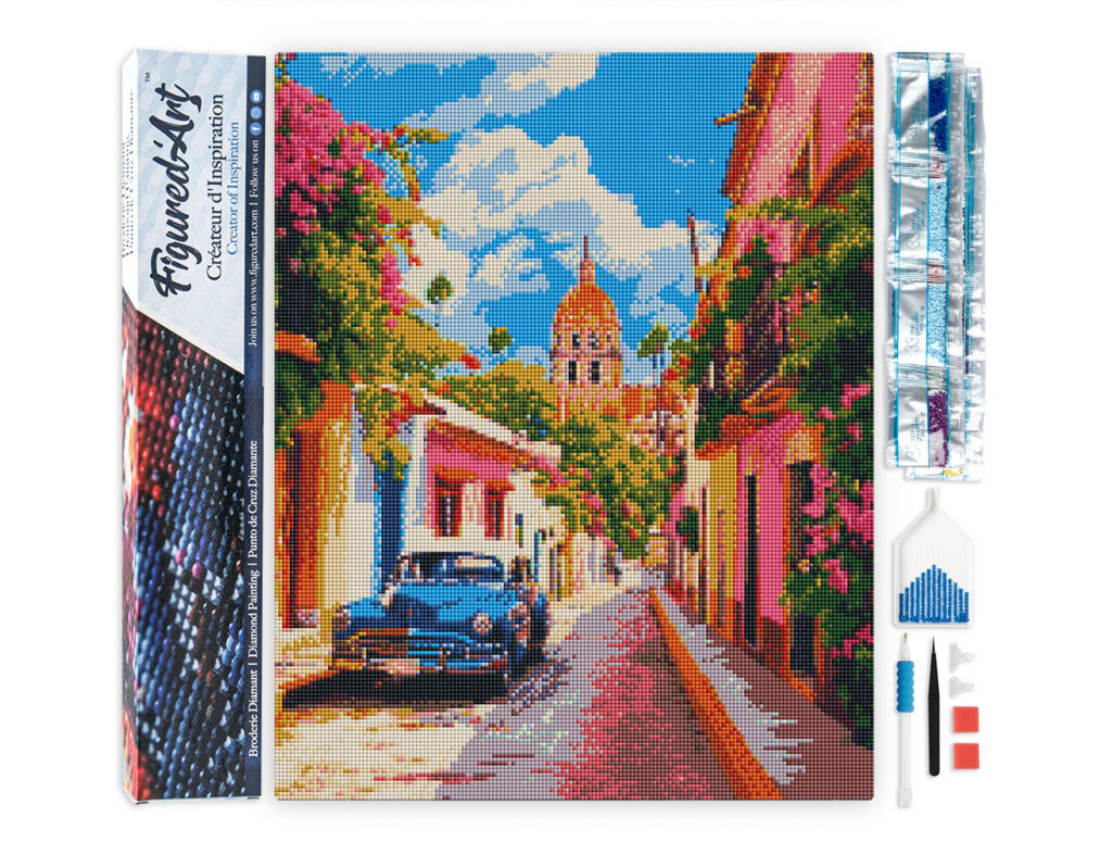 Broderie Diamant - Voiture classique à Mexico