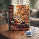 Broderie Diamant - Vue du Chat en Automne