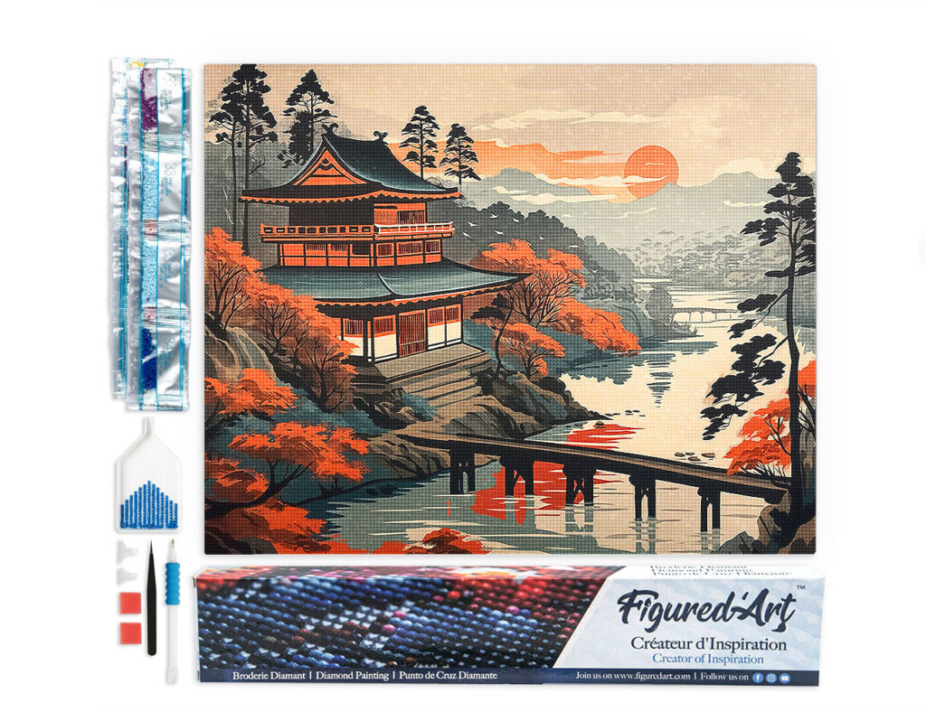Broderie Diamant - Vue Vintage sur la Pagode