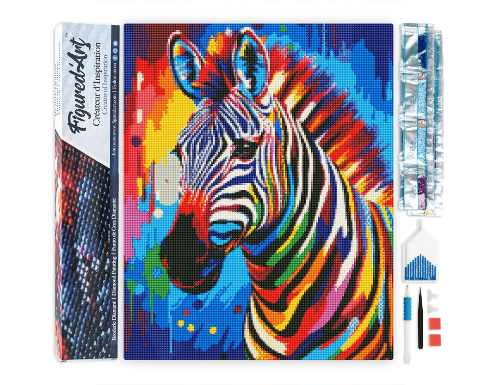 Broderie Diamant - Zèbre Coloré Abstrait