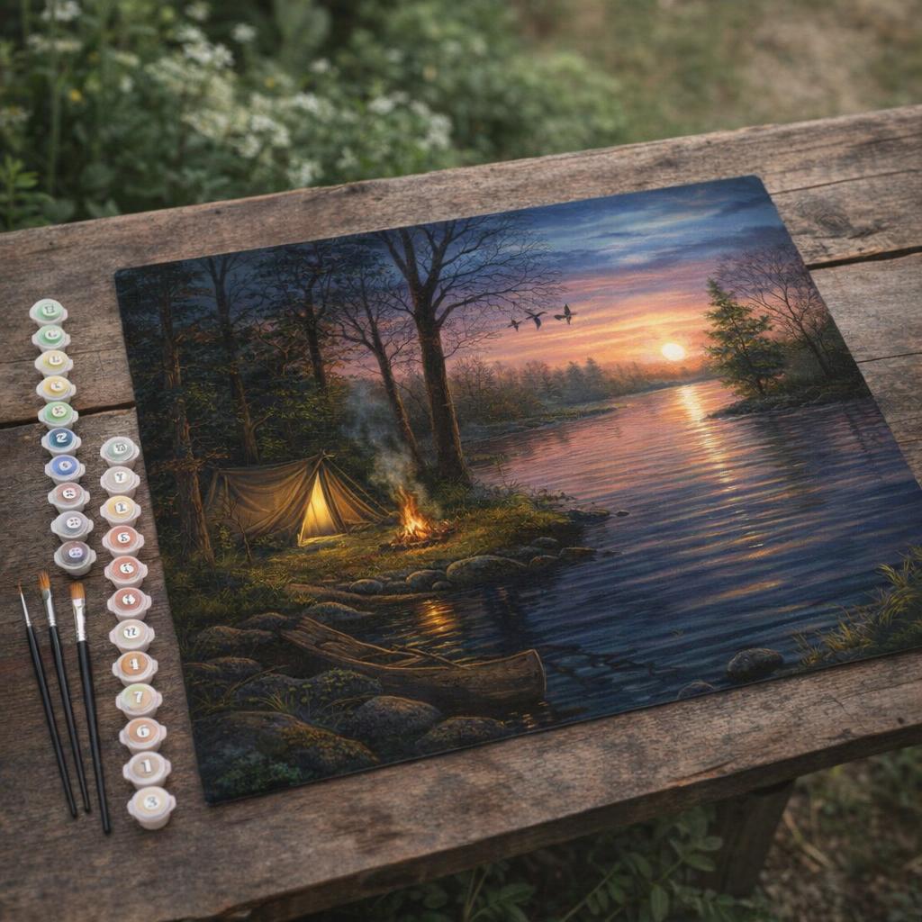 Camping au bord du lac - Toile roulée