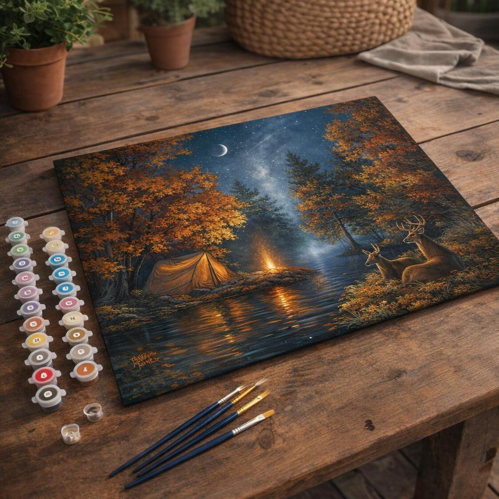 Camping sous une nuit étoilée - Toile roulée