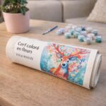 Cerf coloré en fleurs - Toile roulée