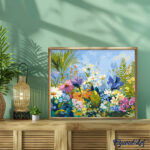 Champ de fleurs colorées - Toile roulée