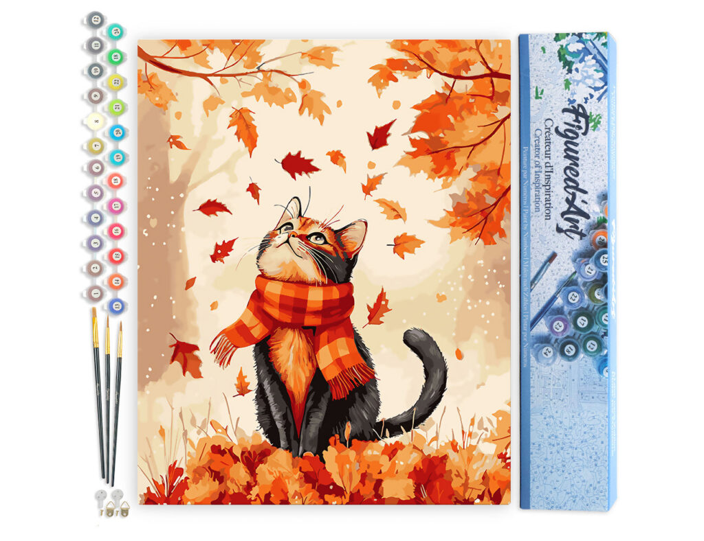 Chat joueur en Automne - Toile roulée