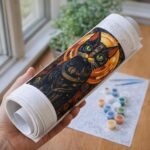 Chat noir Art Déco - Toile roulée