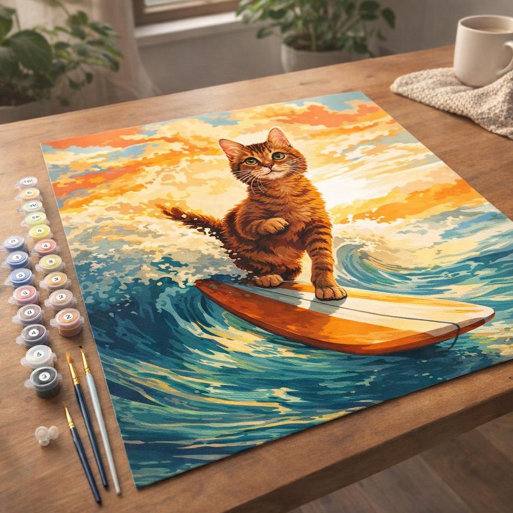 Chat surfeur - Toile roulée