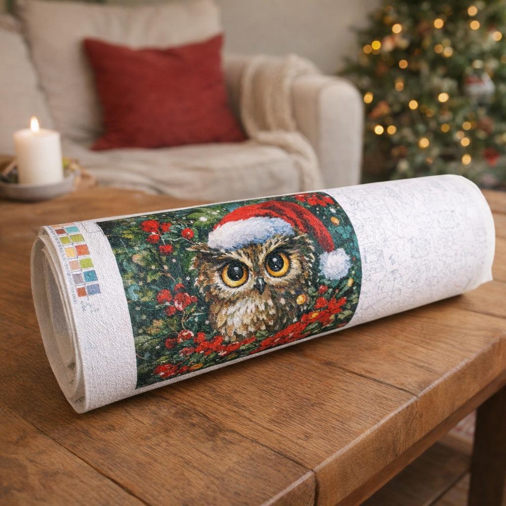 Chouette de Noël - Toile roulée