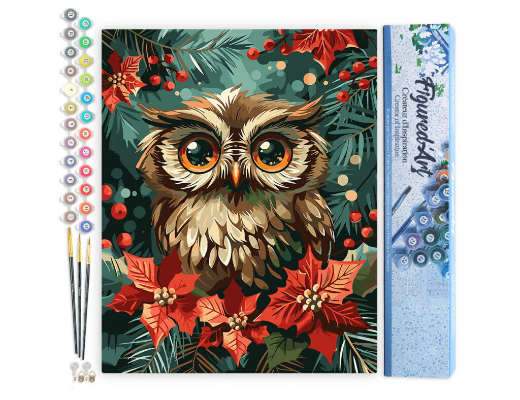 Chouette de Noël - Toile roulée