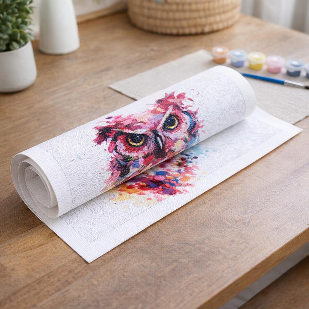 Chouette rose moderne - Toile roulée