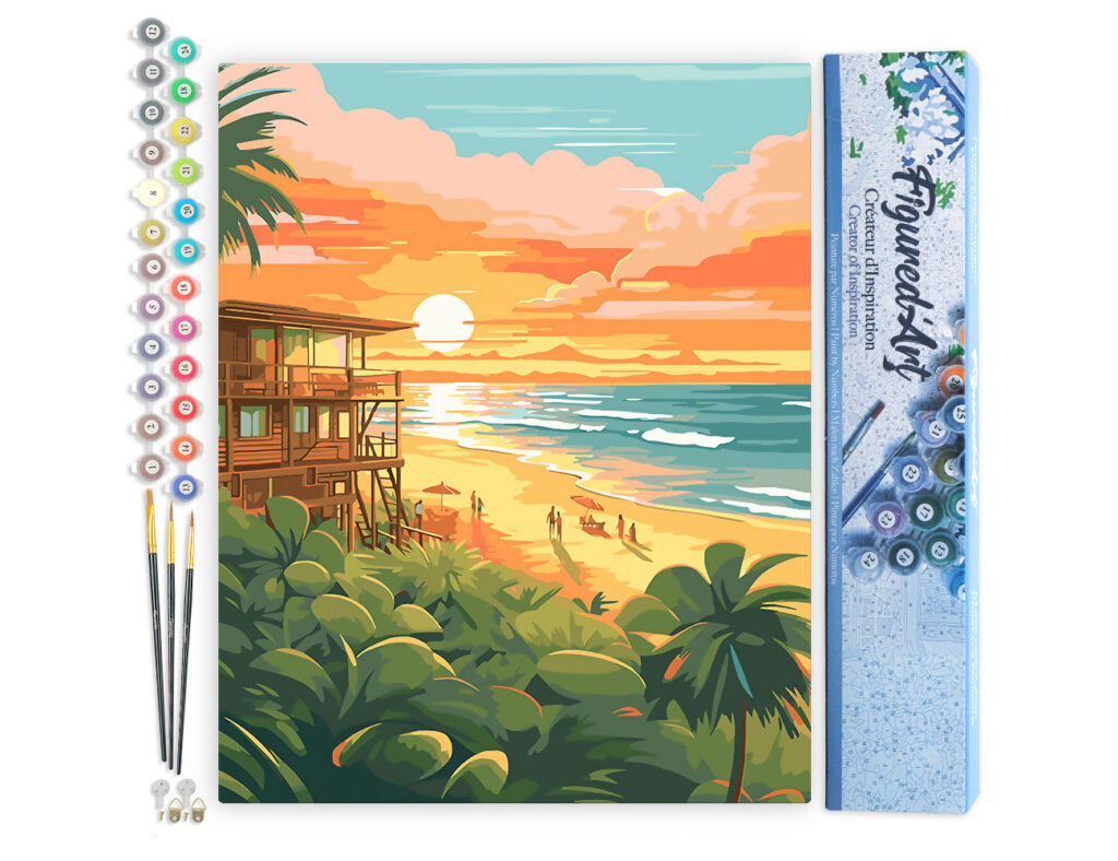 Club de plage au coucher du soleil - Toile roulée