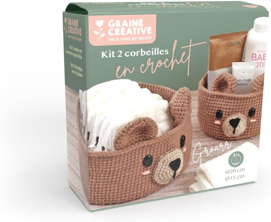 KIT DIY : 2 corbeilles en crochet Ours