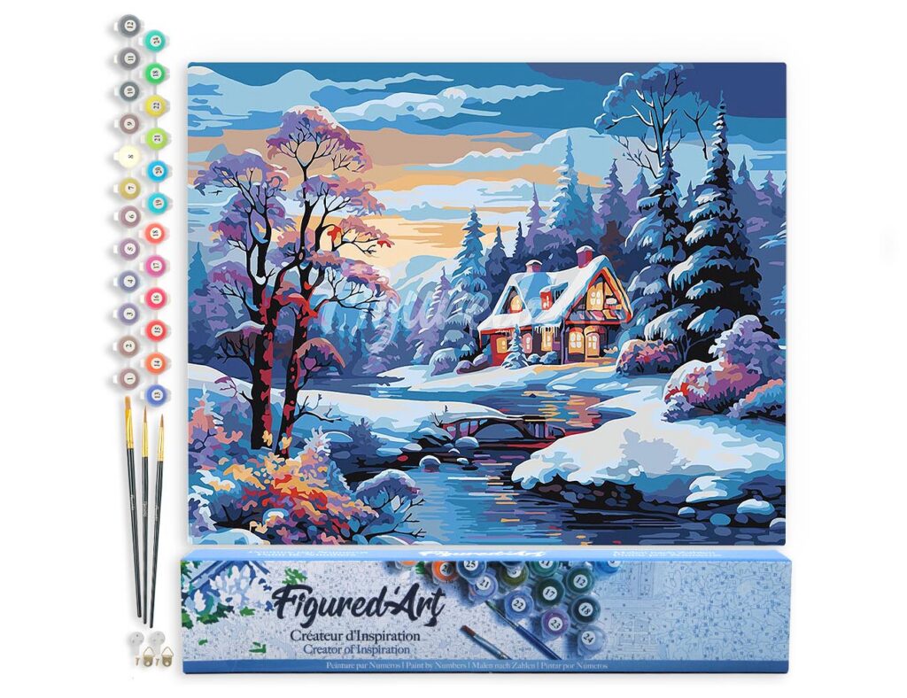 Cottage de la Rivière en Hiver - Toile roulée