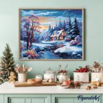 Cottage de la Rivière en Hiver - Toile roulée