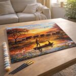 Coucher de soleil Eléphants - Toile roulée