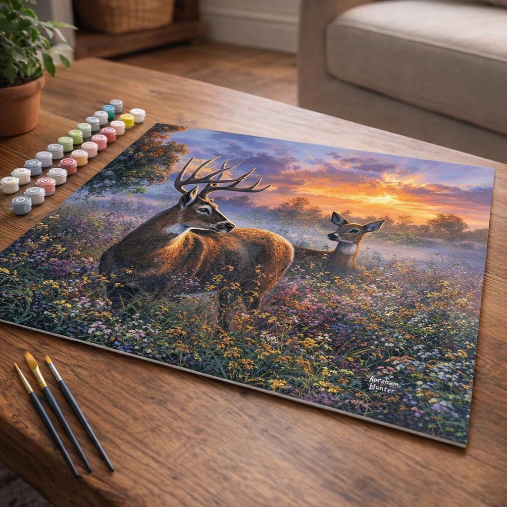 Couple de cerfs - Toile roulée