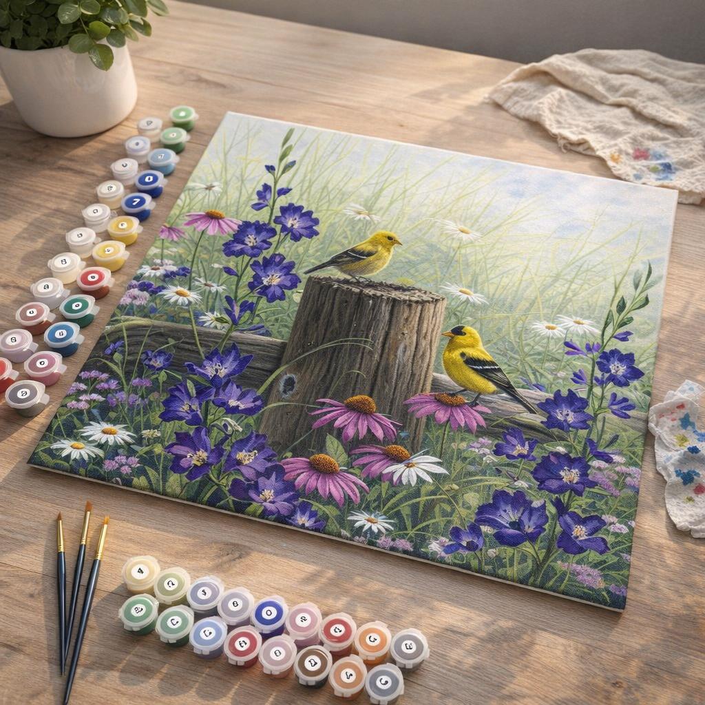 Couple de Chardonneret - Toile roulée