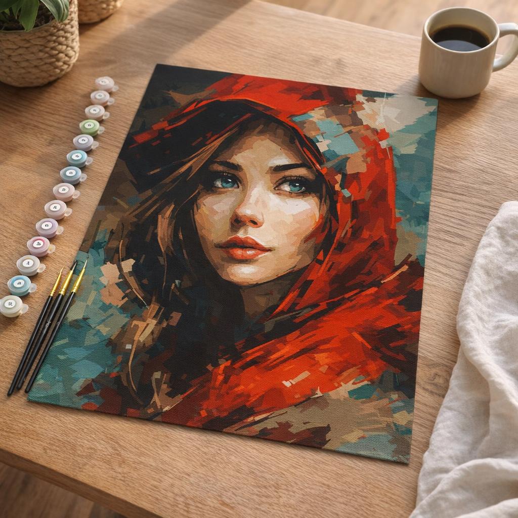 Femme au foulard rouge - Toile roulée