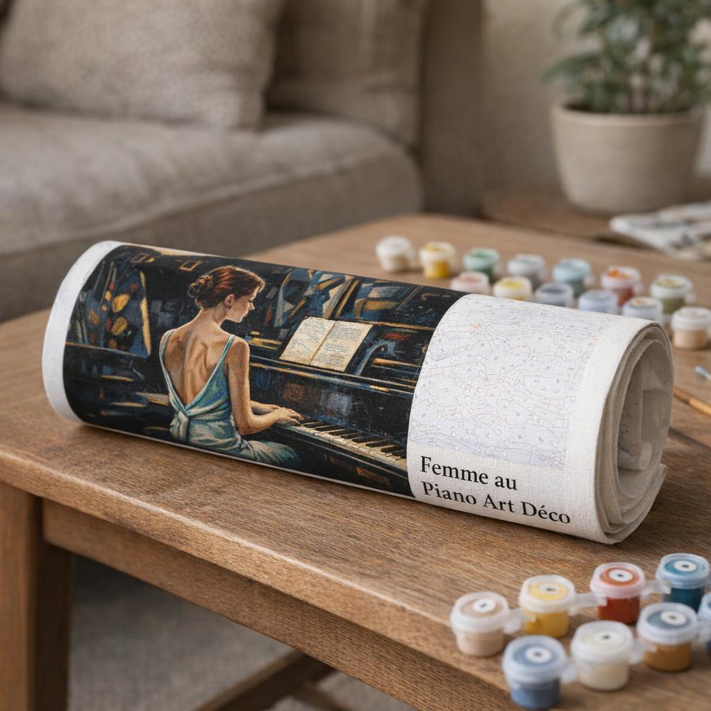 Femme au Piano Art Déco - Toile roulée