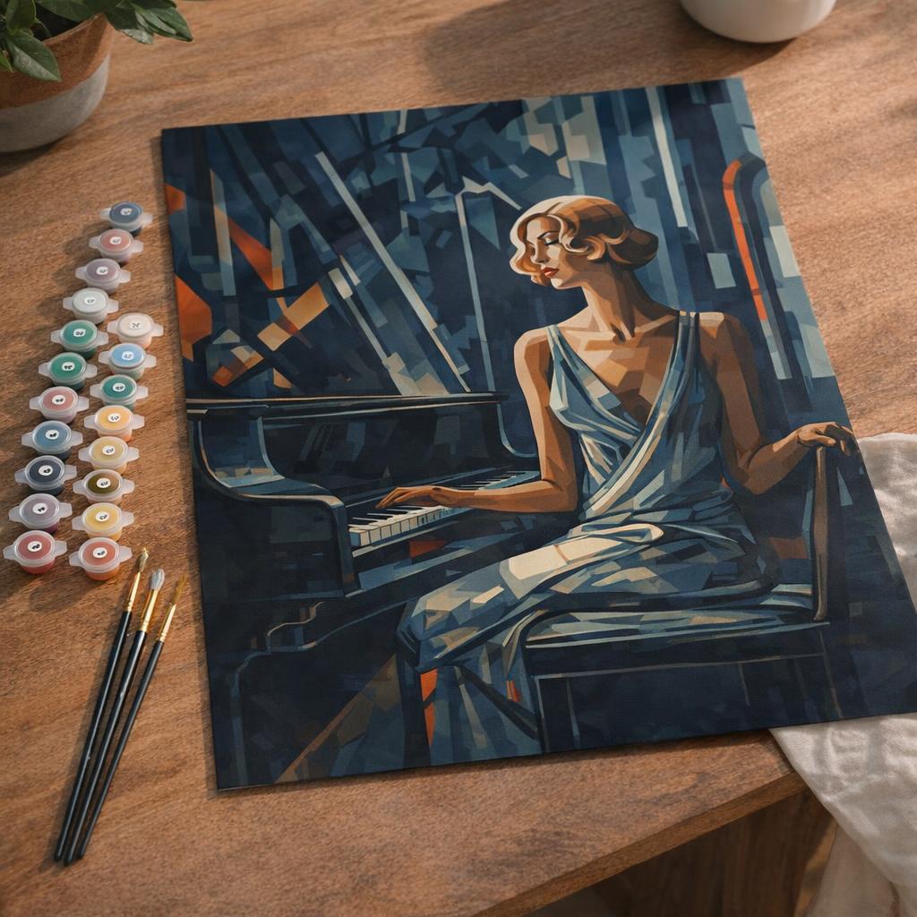 Femme au Piano Art Déco - Toile roulée