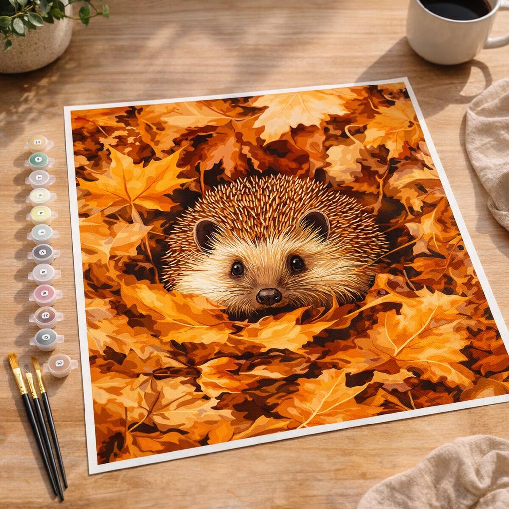 Hérisson dans les feuilles d'Automne - Toile roulée