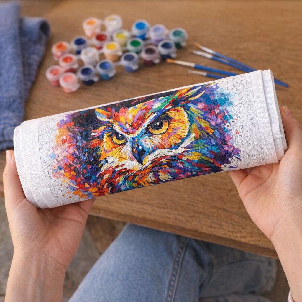 Hibou abstrait coloré