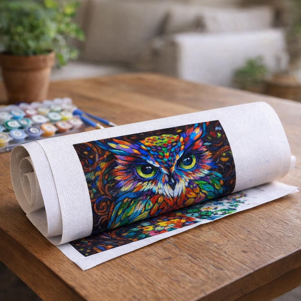 Hibou coloré - Toile roulée