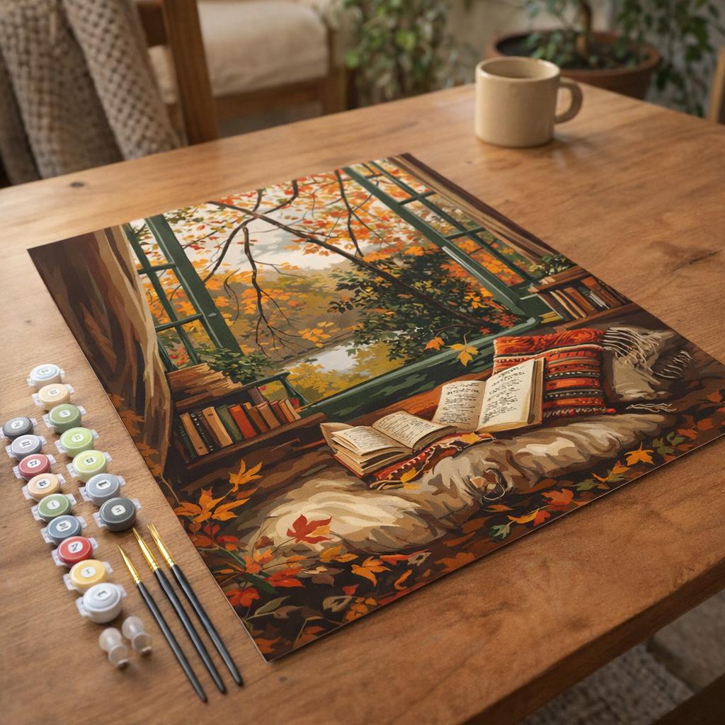 Lecture cosy en Automne - Toile roulée