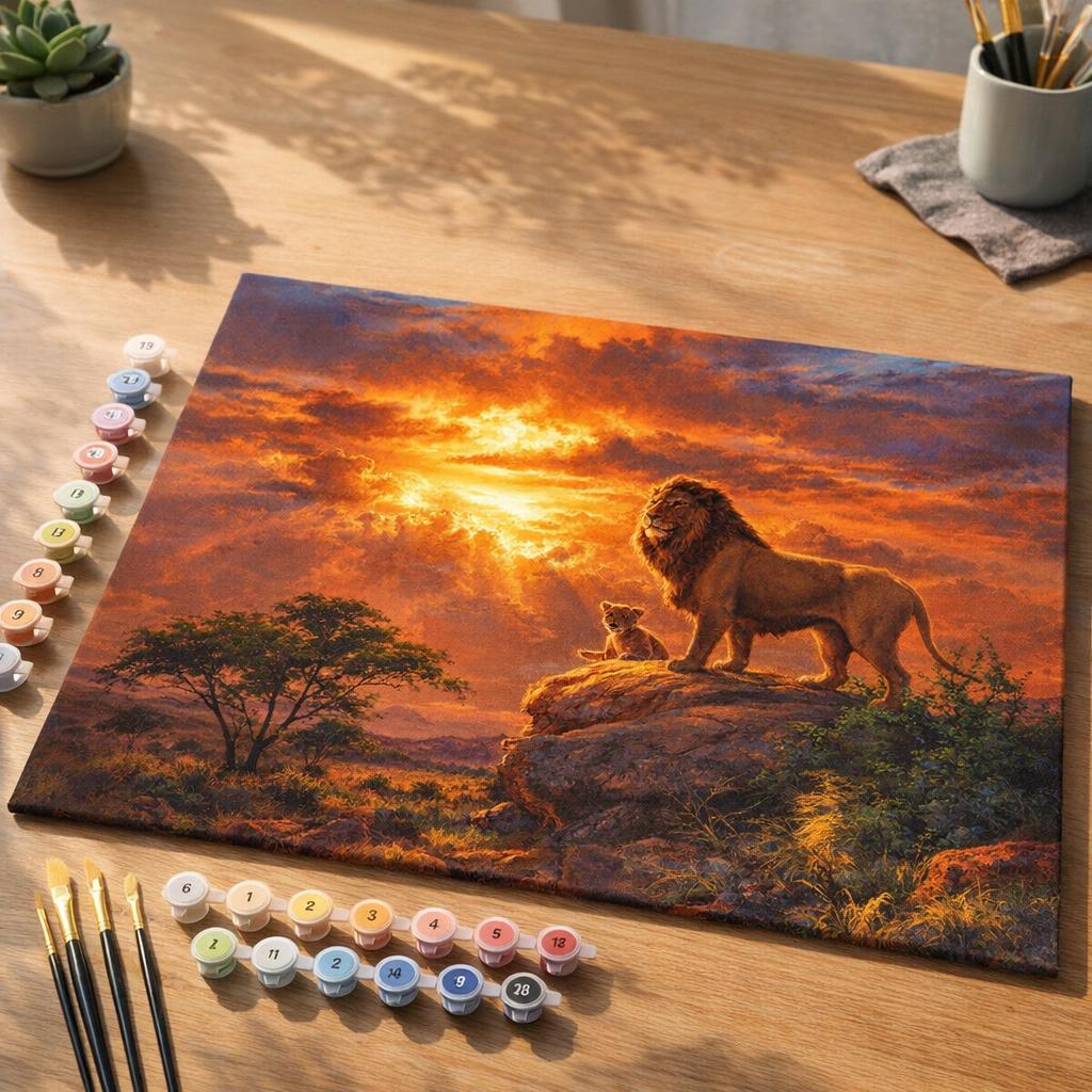 Lion au coucher de soleil - Toile roulée