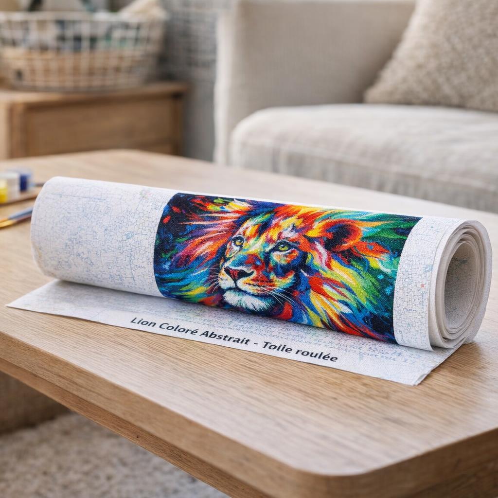 Lion Coloré Abstrait - Toile roulée