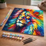 Lion Coloré Abstrait - Toile roulée