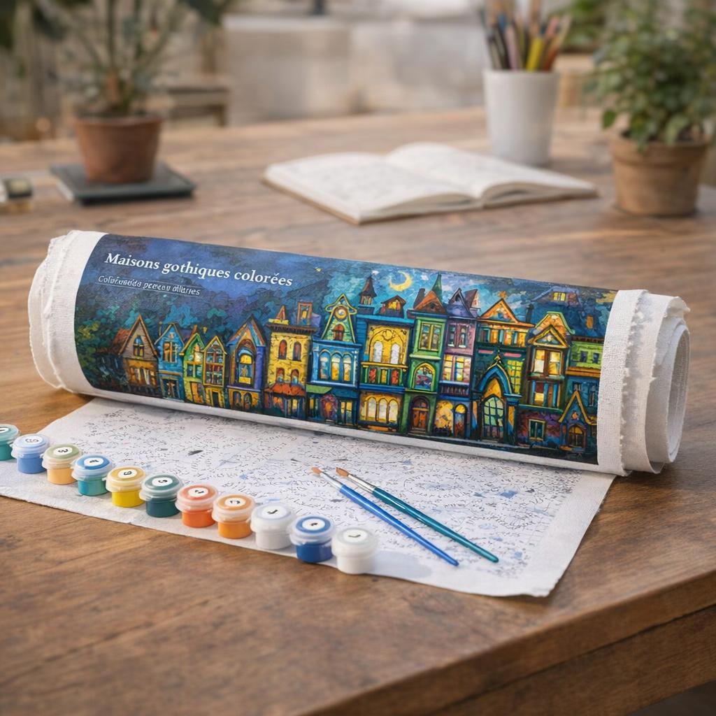 Maisons gothiques colorées - Toile roulée