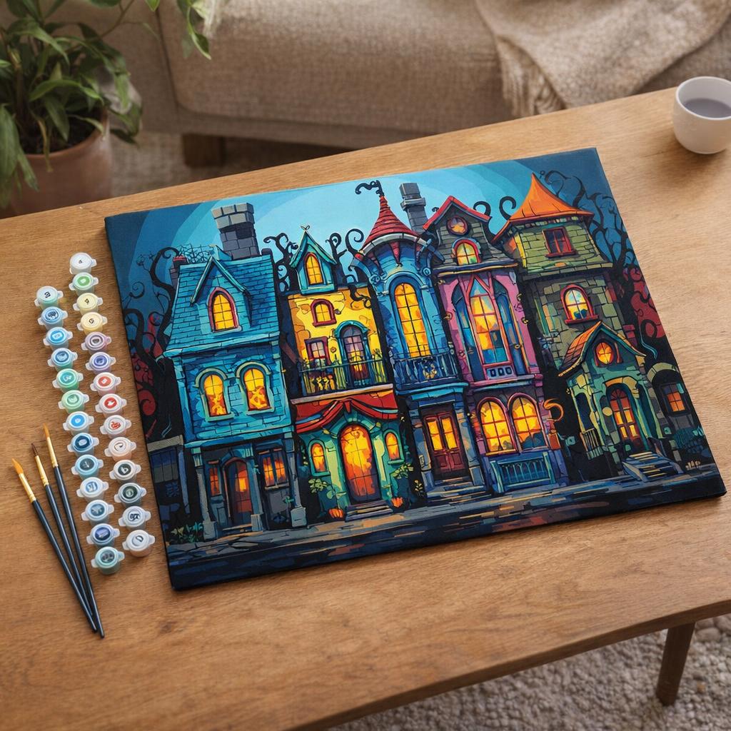 Maisons gothiques colorées - Toile roulée