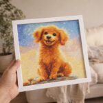 Mini Diamond Painting 25x25cm avec cadre - Adorable Chiot Golden Retriever