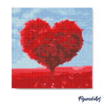 Mini Diamond Painting 25x25cm avec cadre - Arbre rouge Coeur