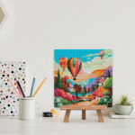 Mini Diamond Painting 25x25cm avec cadre - Ballons au-dessus de la Vallée