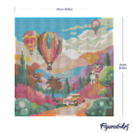 Mini Diamond Painting 25x25cm avec cadre - Ballons au-dessus de la Vallée