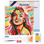 Mini Diamond Painting 25x25cm avec cadre - Blonde Pop Art
