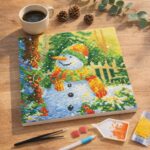 Mini Diamond Painting 25x25cm avec cadre - Bonhomme de Neige Souriant