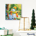 Mini Diamond Painting 25x25cm avec cadre - Bonhomme de Neige Souriant