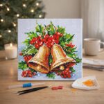 Mini Diamond Painting 25x25cm avec cadre - Cloches de Noël